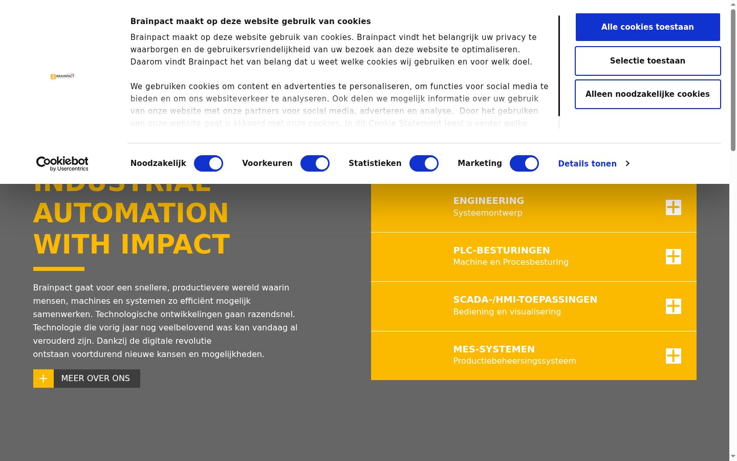 Captura de ecrã do banner de consentimento apresentado antes de qualquer interação