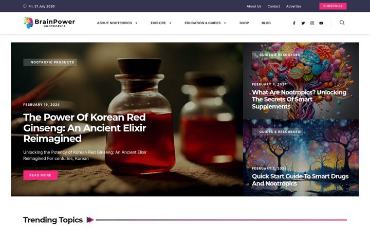 Screenshot of brainpowernootropics.com