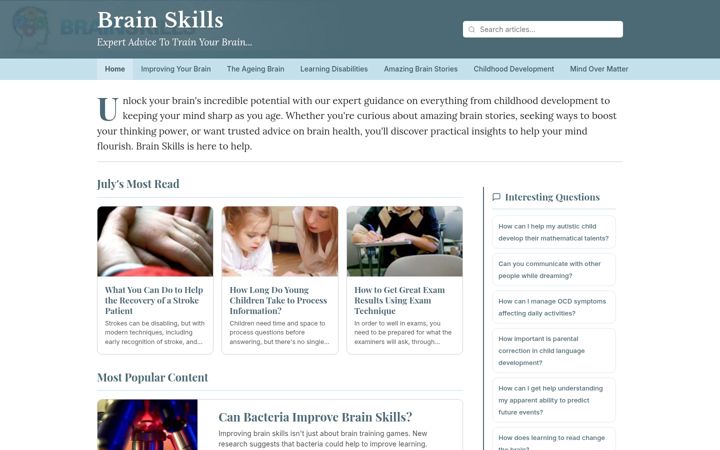 Skjámynd af brainskills.co.uk