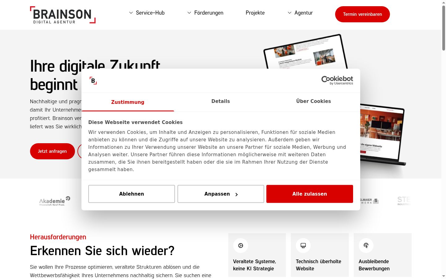 Sutikimo reklamjuostės, rodytos prieš bet kokią sąveiką, ekrano kopija