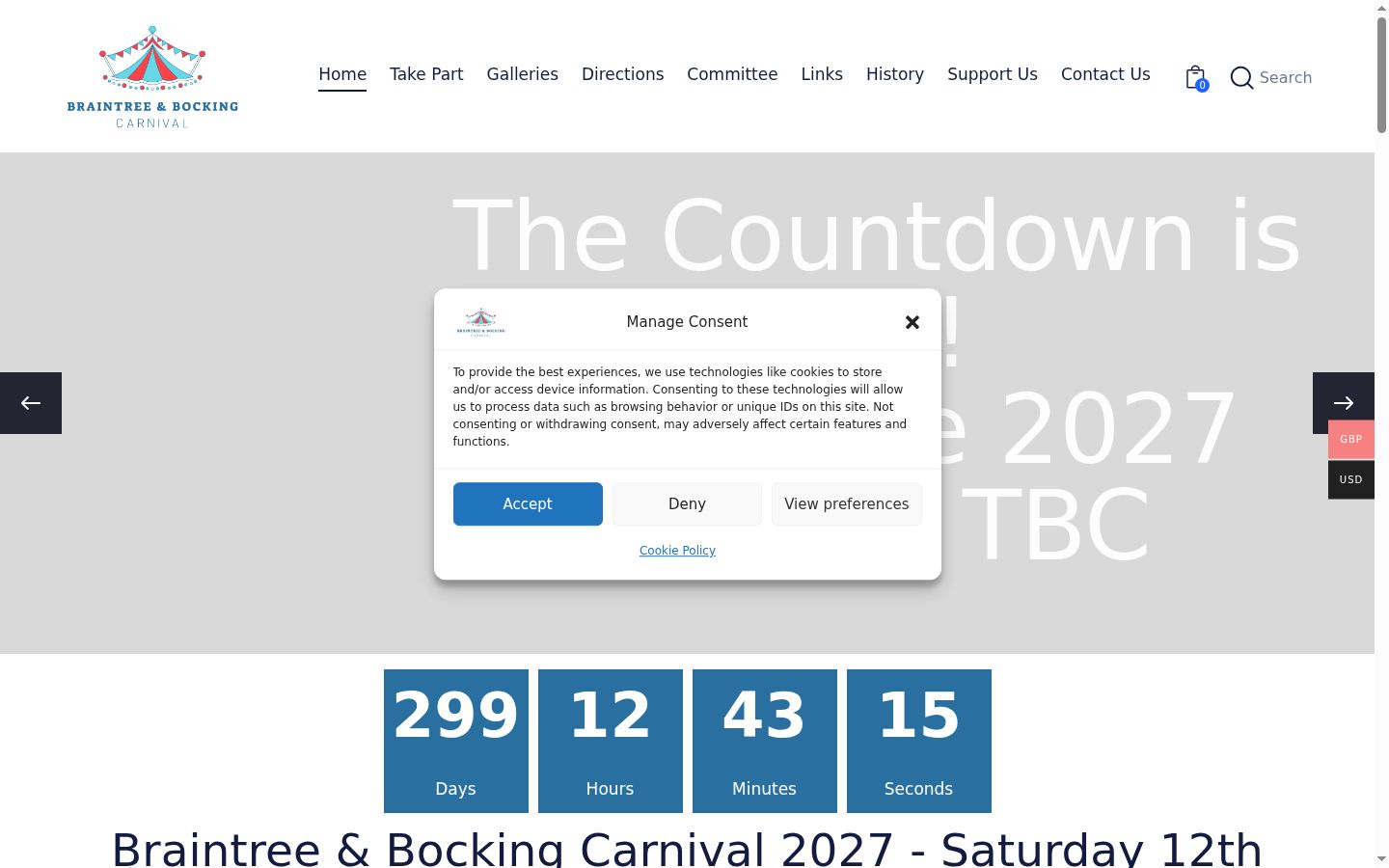 Screenshot of the consent banner shown before any interaction