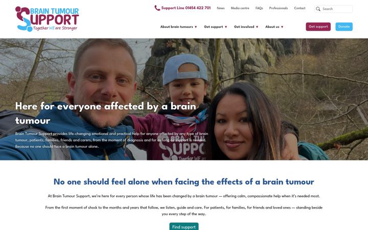 Screenshot of braintumoursupport.co.uk
