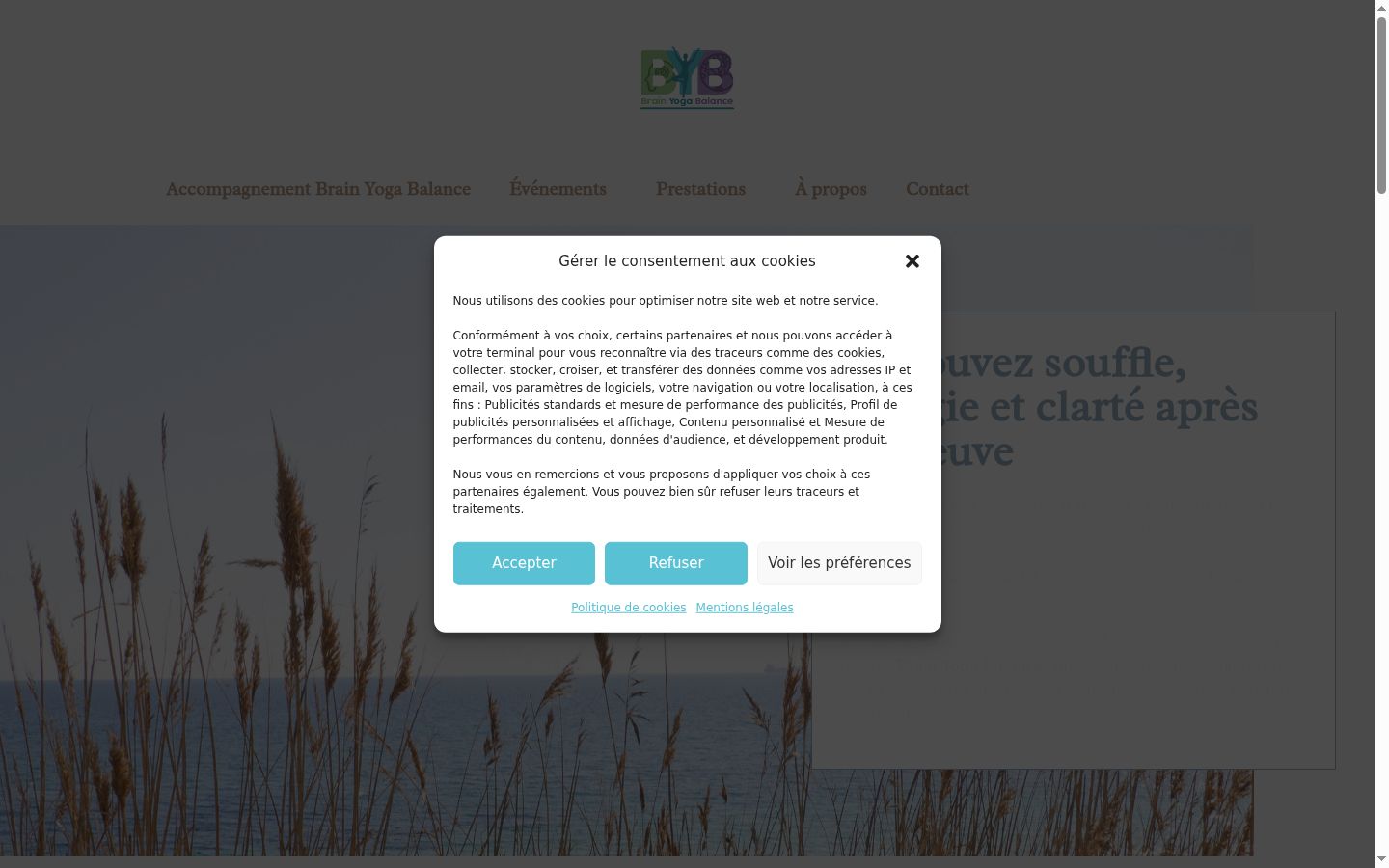 Screenshot del banner di consenso mostrato prima di qualsiasi interazione