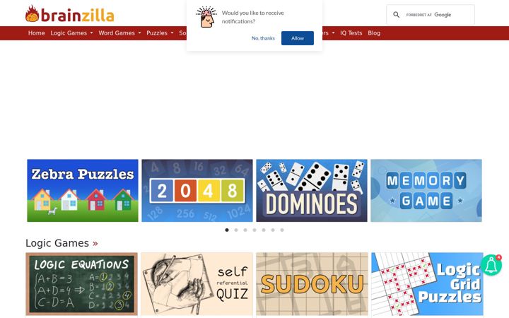 Skärmbild av brainzilla.com