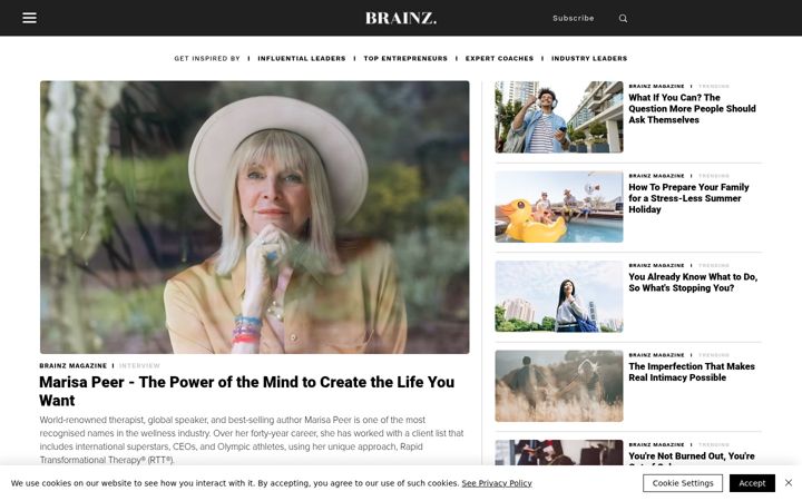 Captură de ecran a brainzmagazine.com