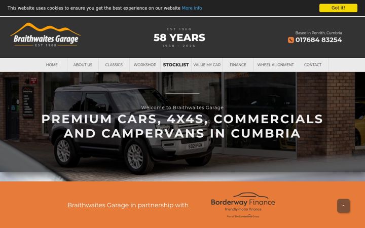 Screenshot of braithwaitesgarage.co.uk