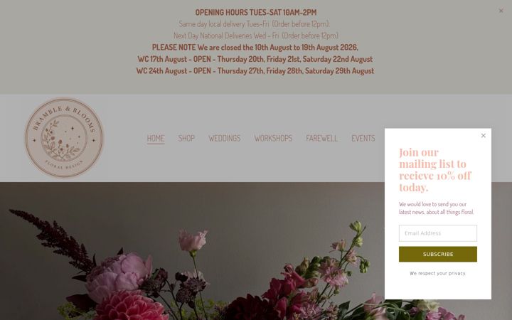 Screenshot ta' brambleandblooms.co.uk