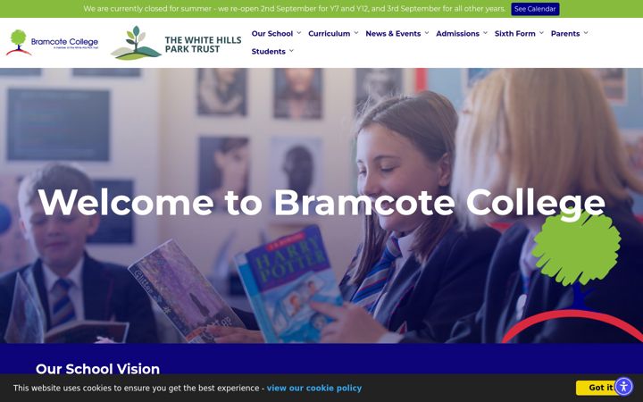 Snímek obrazovky bramcote.college