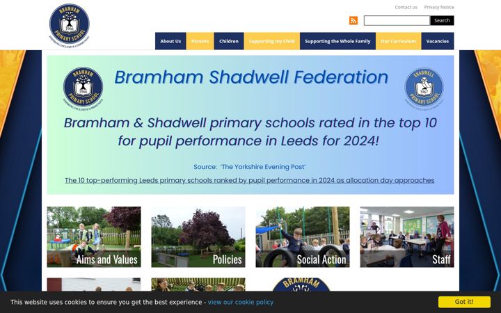 Screenshot of bramhamprimary.co.uk