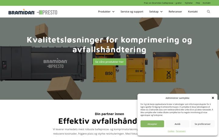 Screenshot of bramidanpresto.no
