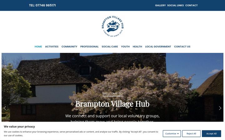 Screenshot of bramptonvillagehub.co.uk