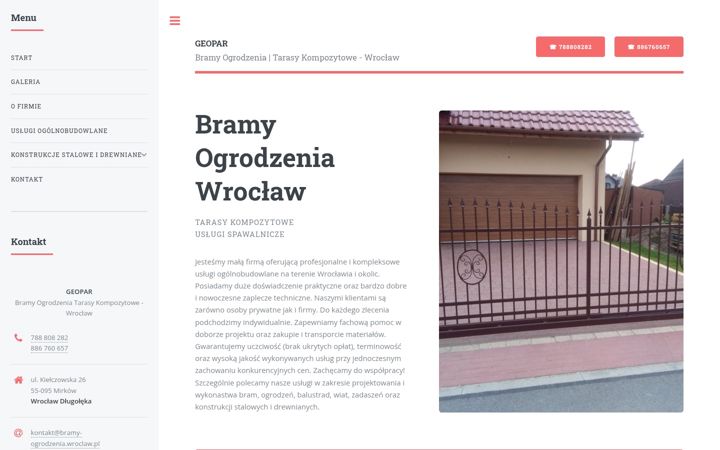 Screenshot of bramy-ogrodzenia.wroclaw.pl