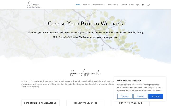 Screenshot of branchcollectivewellness.com