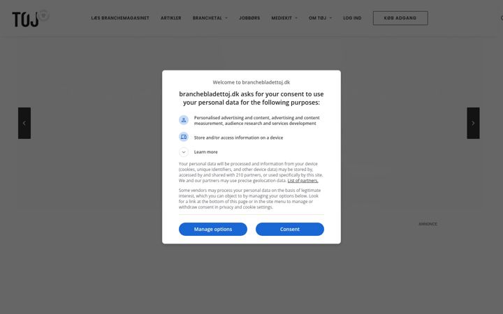 Screenshot of branchebladettoj.dk