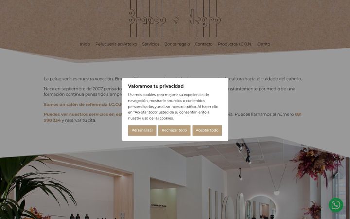 Screenshot of brancoenegro.com