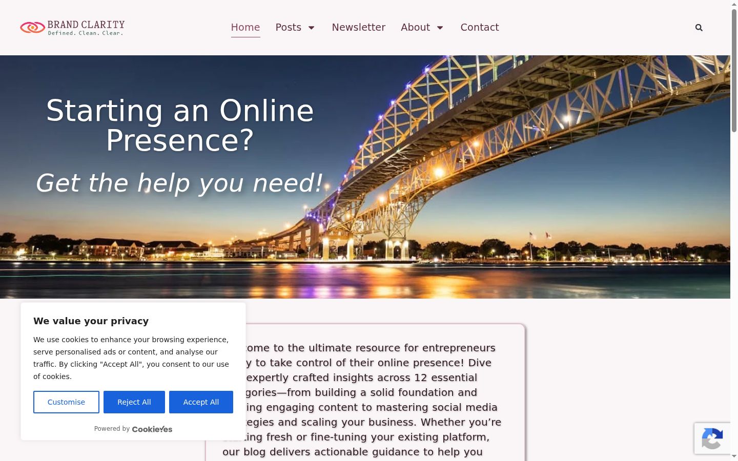 Screenshot of the consent banner shown before any interaction