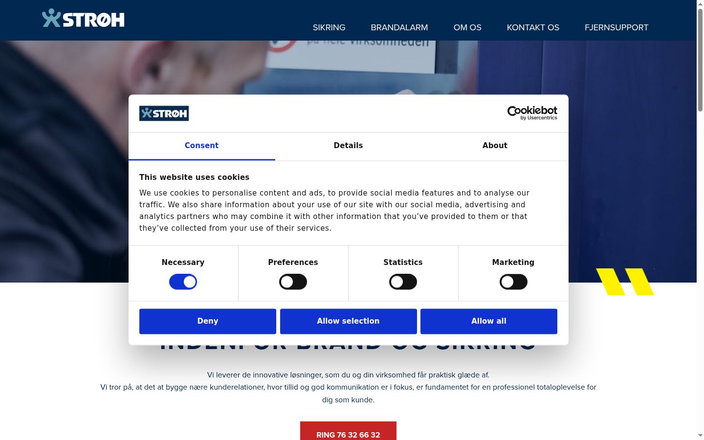 Screenshot del banner di consenso mostrato prima di qualsiasi interazione