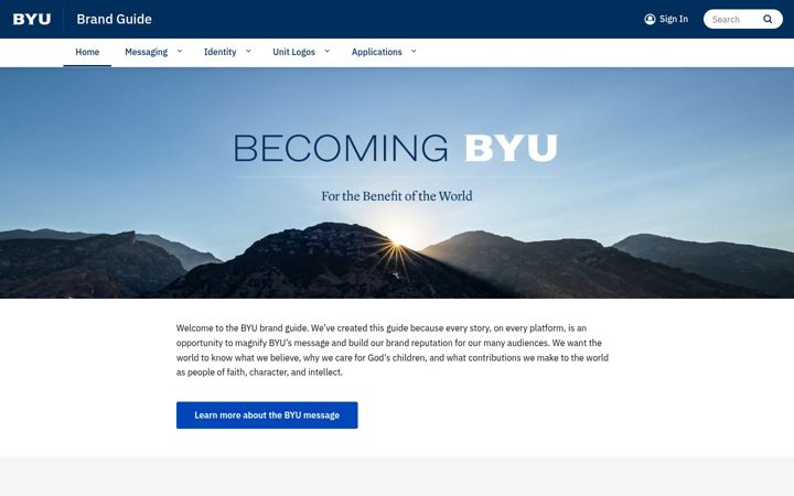 Screenshot of brand.byu.edu