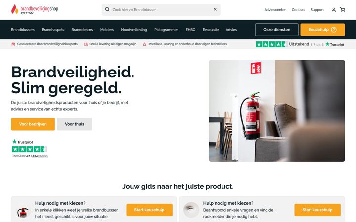 Screenshot stránky brandbeveiligingshop.be