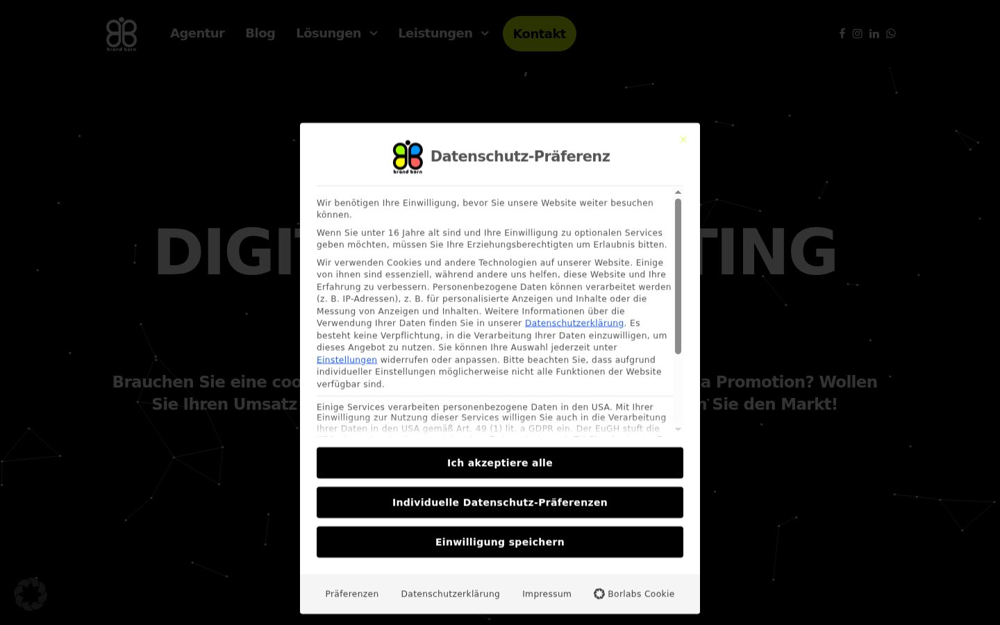 Screenshot tal-banner tal-kunsens muri qabel kwalunkwe interazzjoni