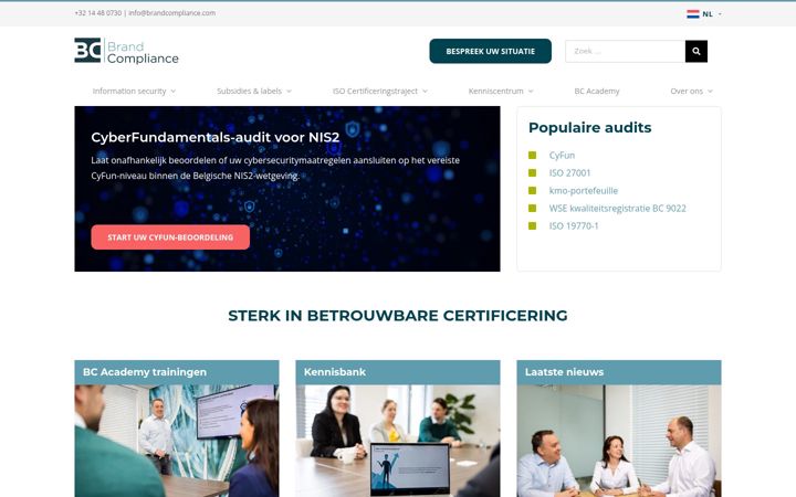 Screenshot stránky brandcompliance.be