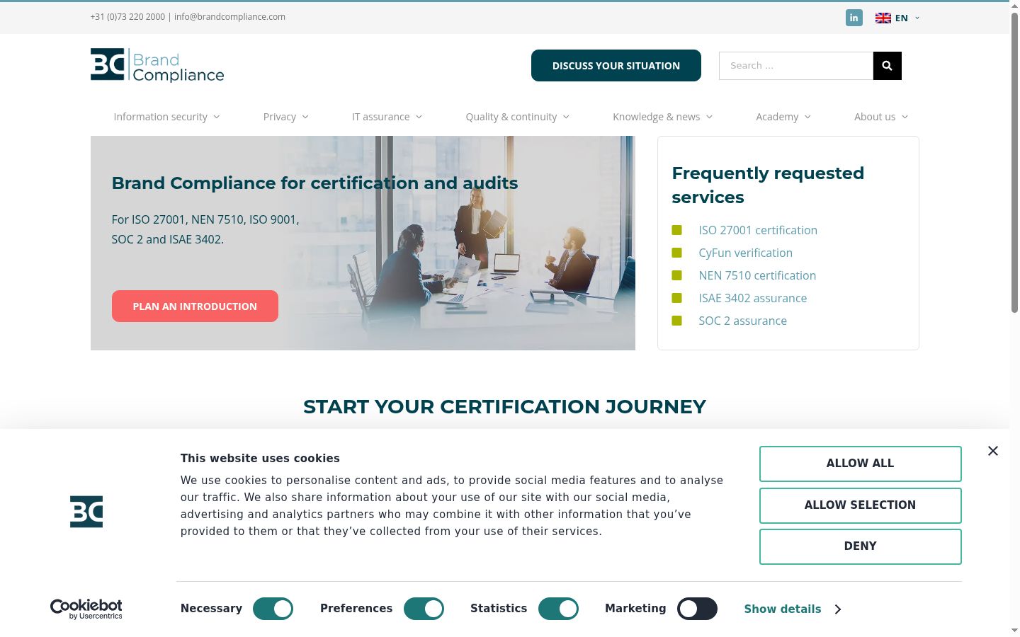 Screenshot of the consent banner shown before any interaction