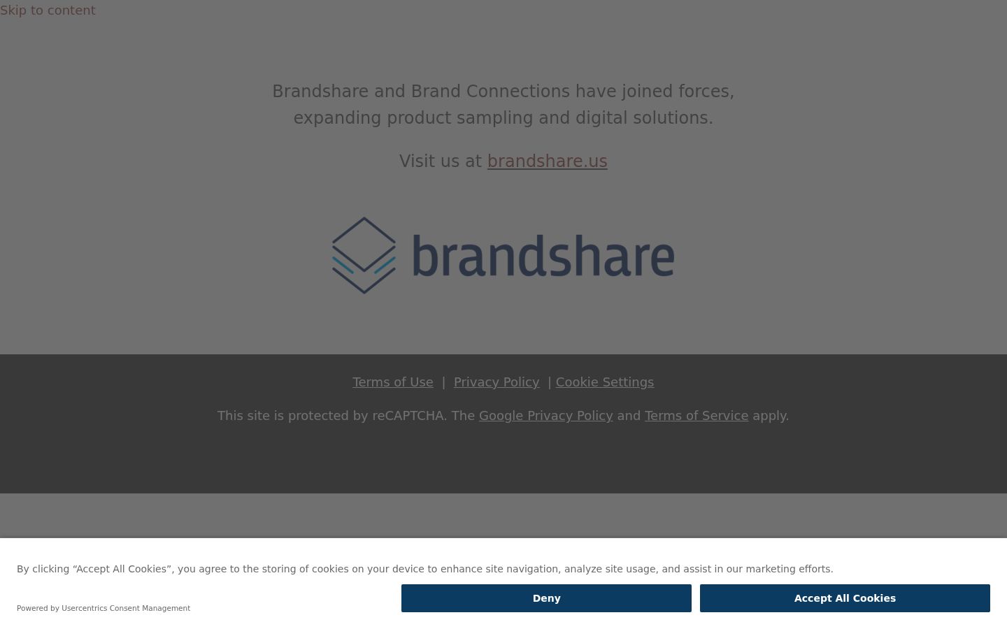 Screenshot of the consent banner shown before any interaction