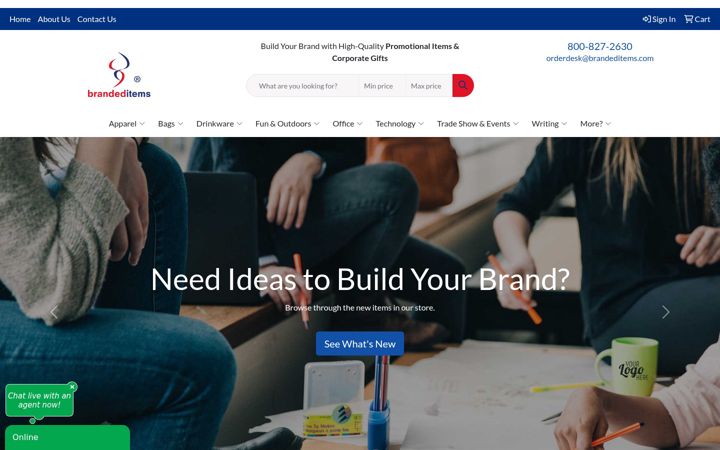 Snímek obrazovky brandeditems.com