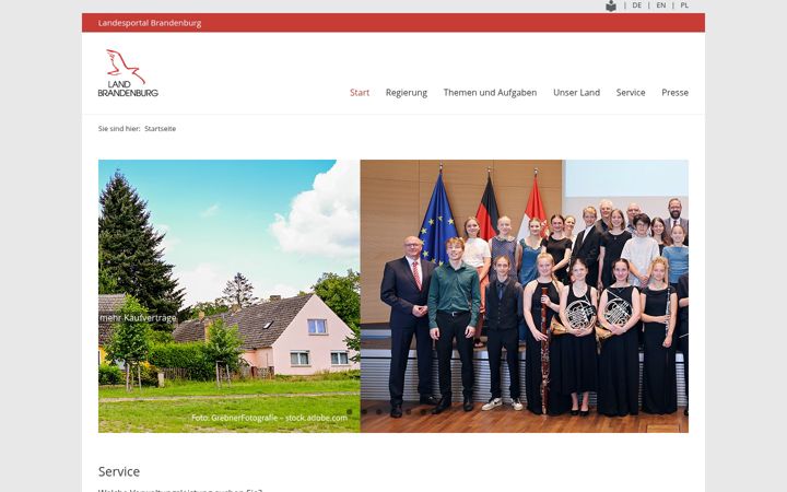 Екранна снимка на brandenburg.de