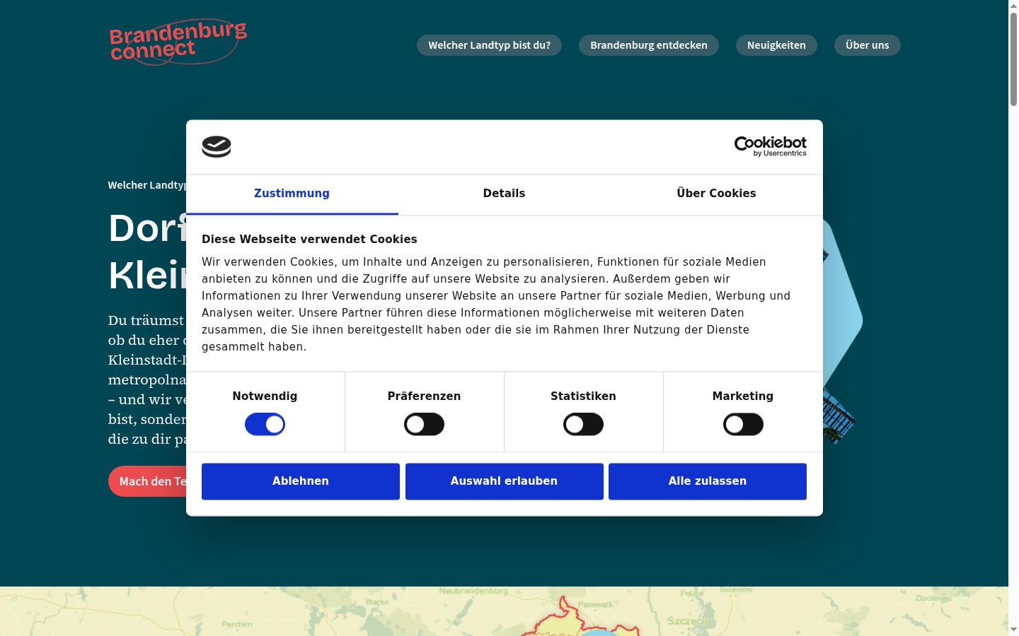 Екранна снимка на банера за съгласие, показан преди каквото и да е взаимодействие