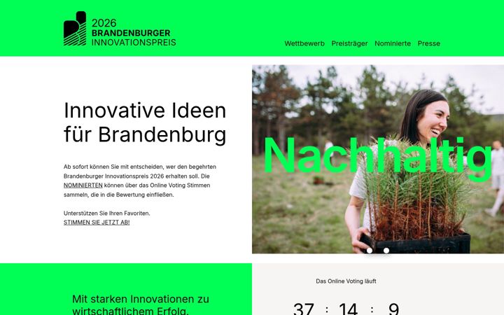 Screenshot of brandenburger-innovationspreis.de