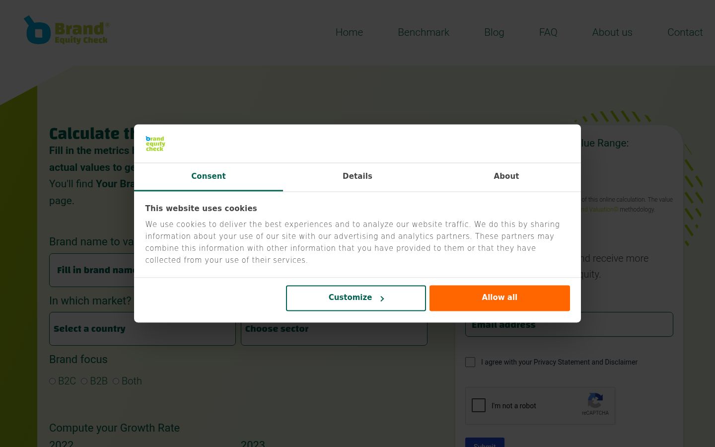 Screenshot of the consent banner shown before any interaction