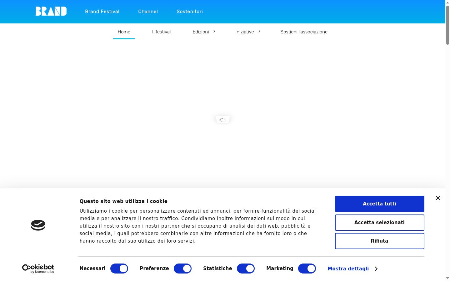 Screenshot del banner di consenso mostrato prima di qualsiasi interazione