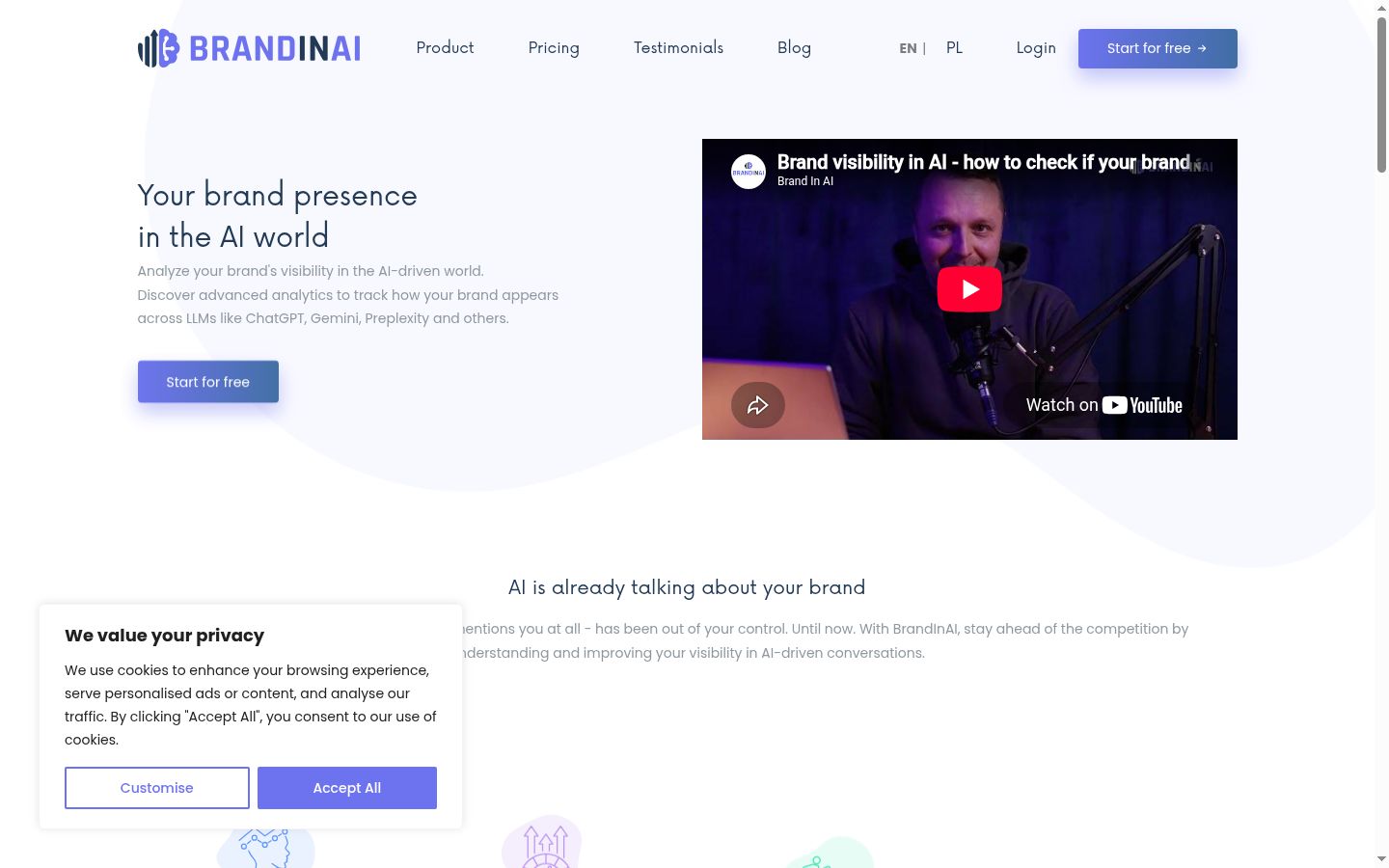 Screenshot del banner di consenso mostrato prima di qualsiasi interazione