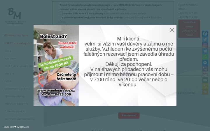 Képernyőkép: brandmassage.cz