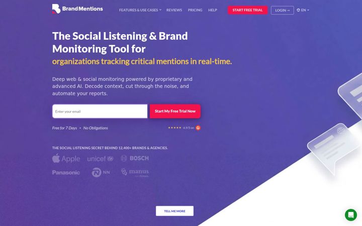 Screenshot of brandmentions.com
