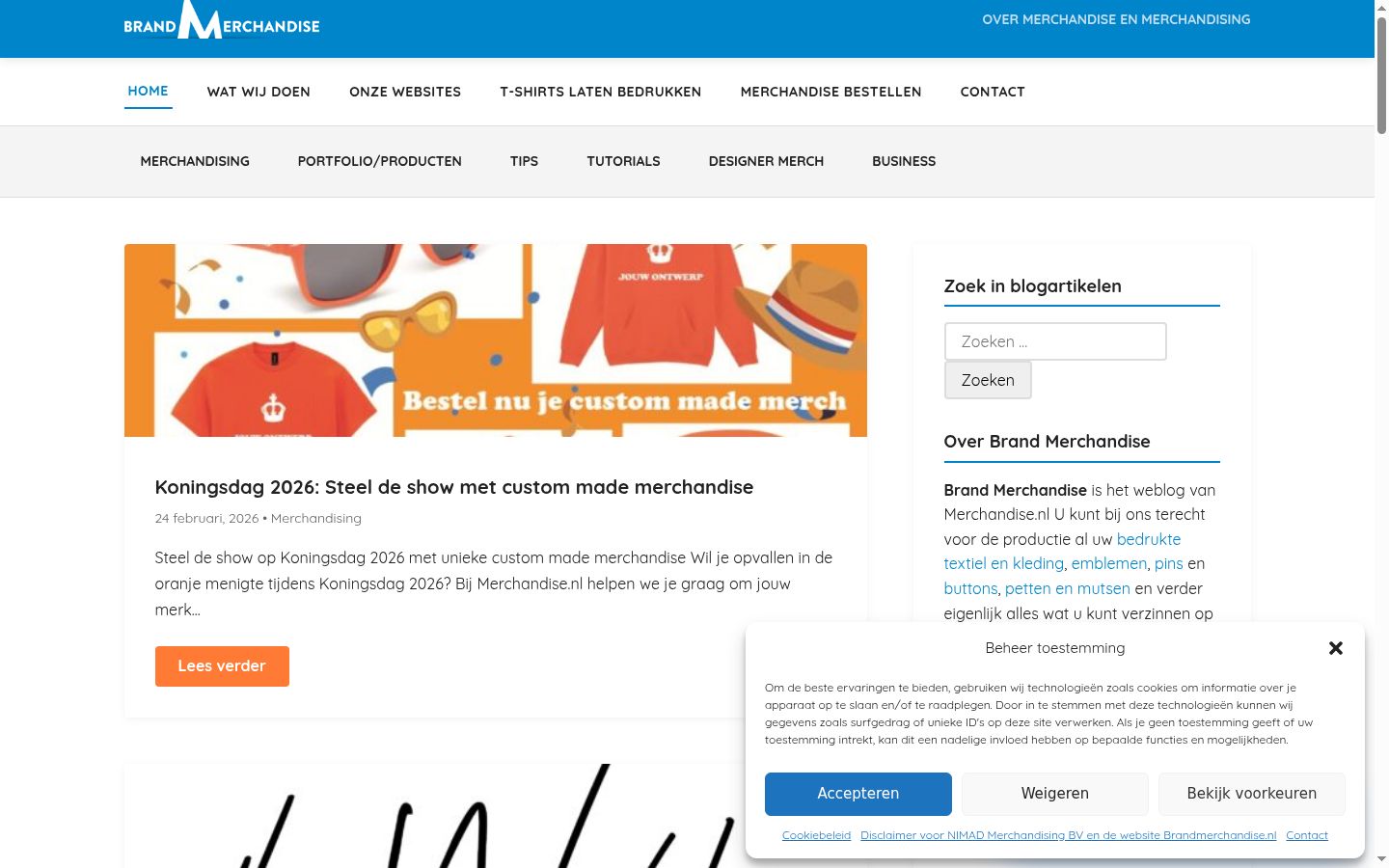 Captura de ecrã do banner de consentimento apresentado antes de qualquer interação