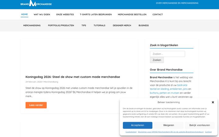 Ekraanipilt saidist brandmerchandise.nl