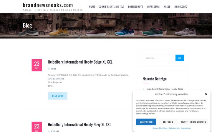 Screenshot of brandnewsneaks.com
