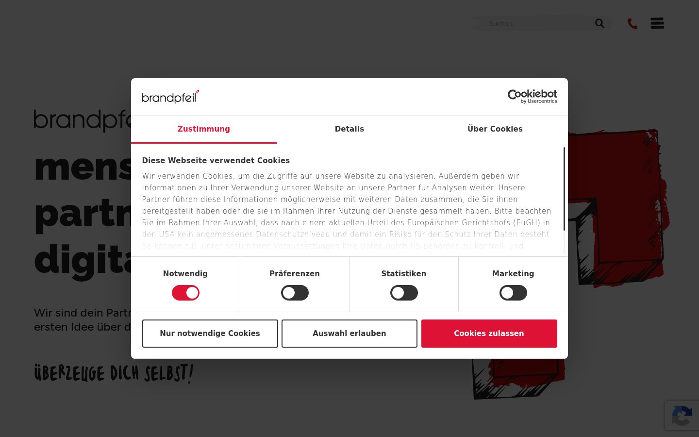 Screenshot of the consent banner shown before any interaction