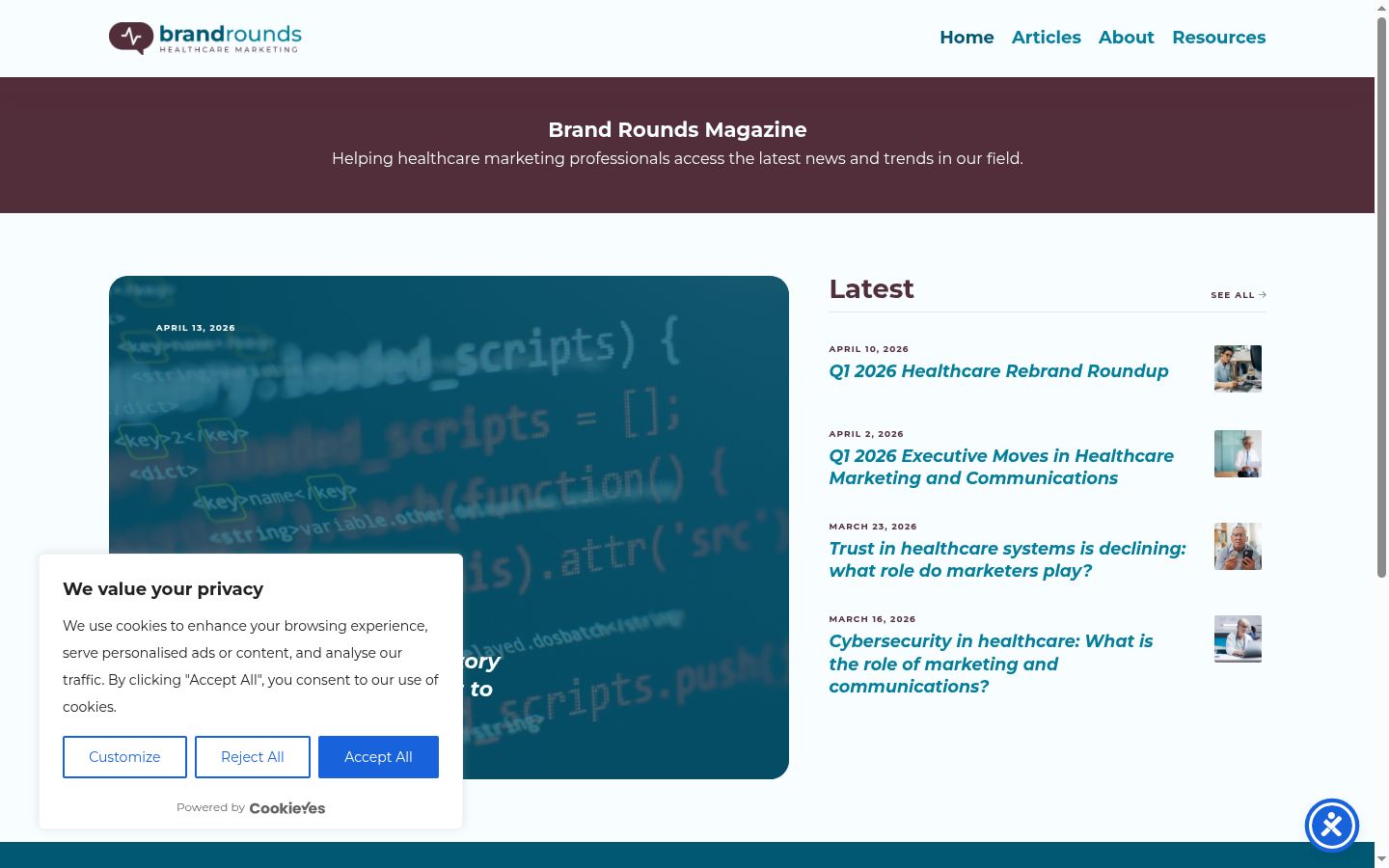 Screenshot of the consent banner shown before any interaction