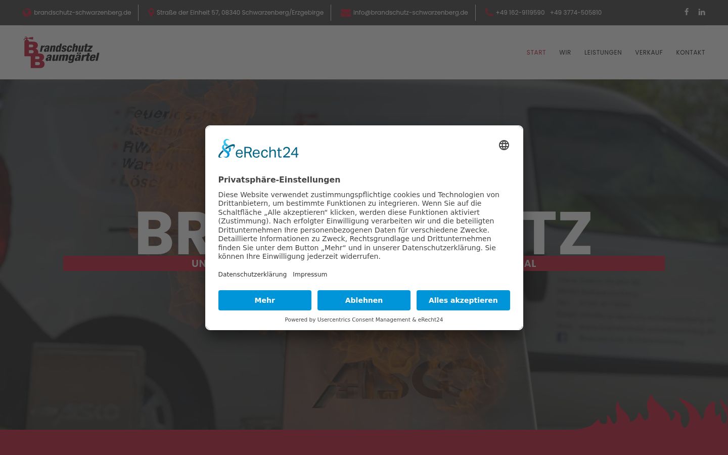 Captura de pantalla del banner de consentimiento mostrado antes de cualquier interacción