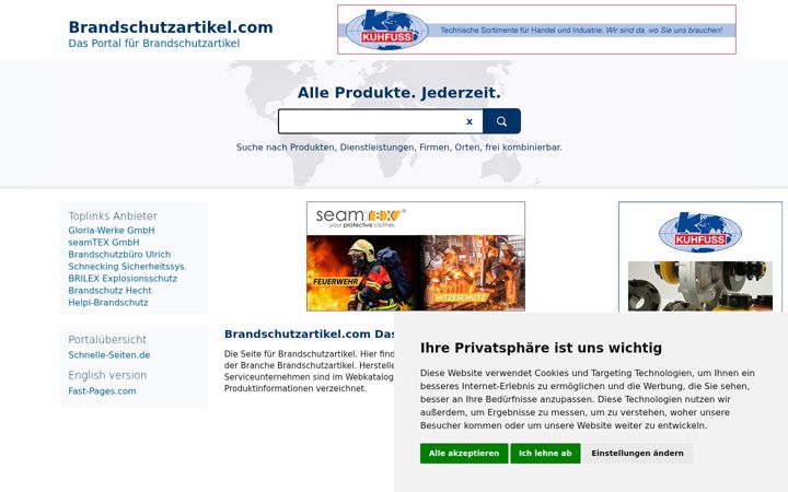 Screenshot of brandschutzartikel.com