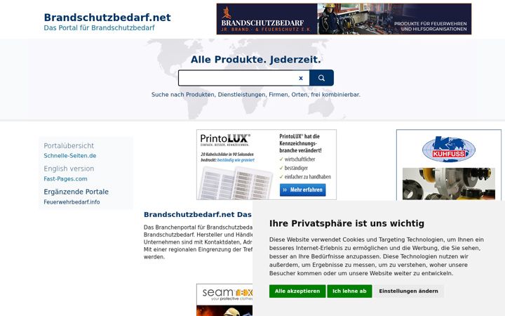 Screenshot of brandschutzbedarf.net