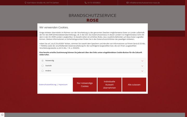 Screenshot of brandschutzservice-rose.de