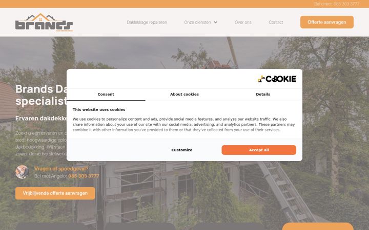 Screenshot of brandsdakonderhoud.nl