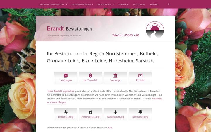 Screenshot of brandt-bestattung.de