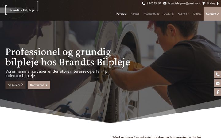 Screenshot of brandtsbilpleje.dk