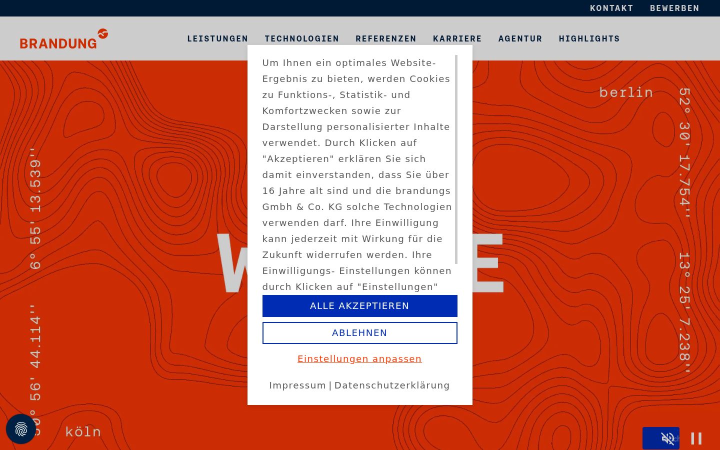 Screenshot of the consent banner shown before any interaction