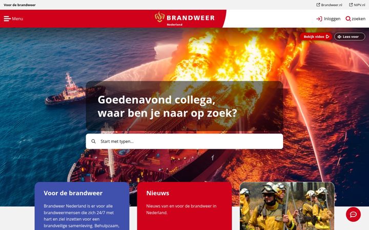 Screenshot of brandweernederland.nl